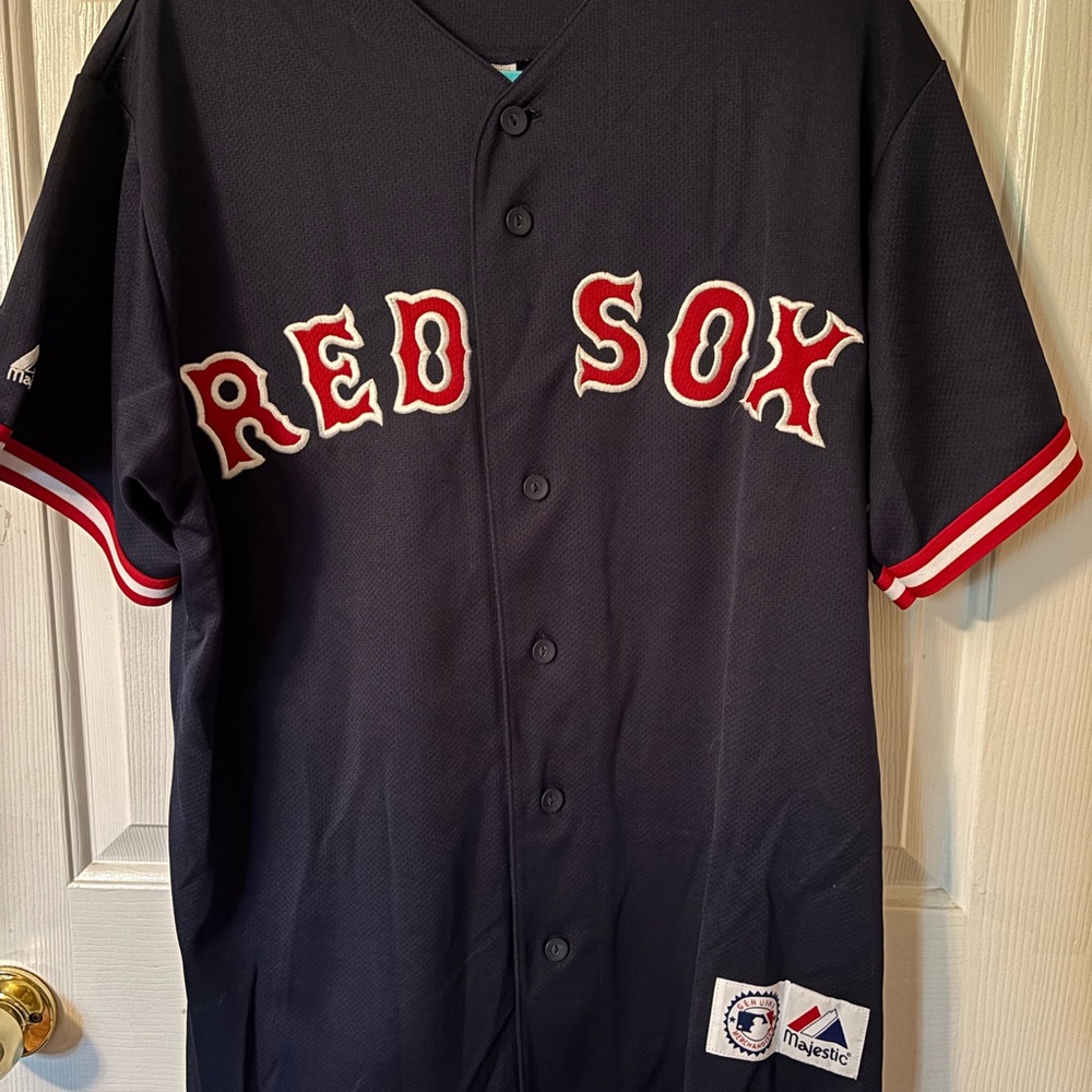 Majestic Navy and Red Red Sox Jersey